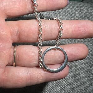 Elegant Sterling Silver Circle Pendant Bracelet